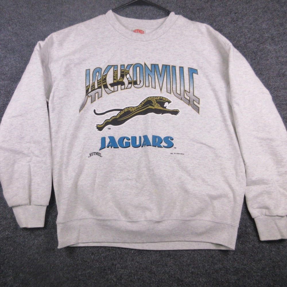 Vintage Jacksonville Jaguars Sweatshirt Mens Large Gray NFL Football Nutmeg 90s